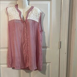 Elegant Striped Blouse with Lace Accents